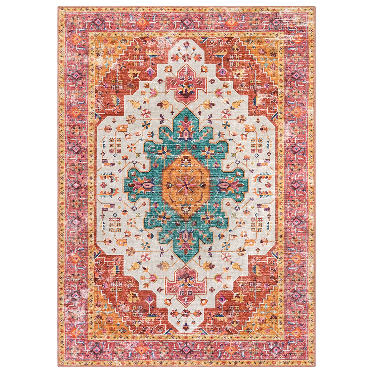 Placed under furniture in entryways, this rug anchors décor
