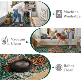 Machine washable Moynesa Tiger 5x7 rug for easy stain cleanup.
