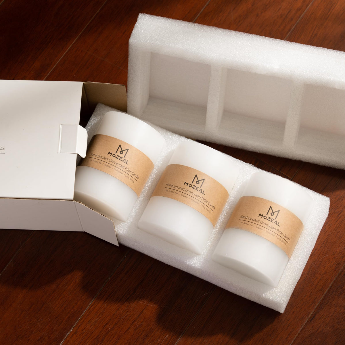 MOZEAL ivory candle in rustic country decor creates warm ambiance