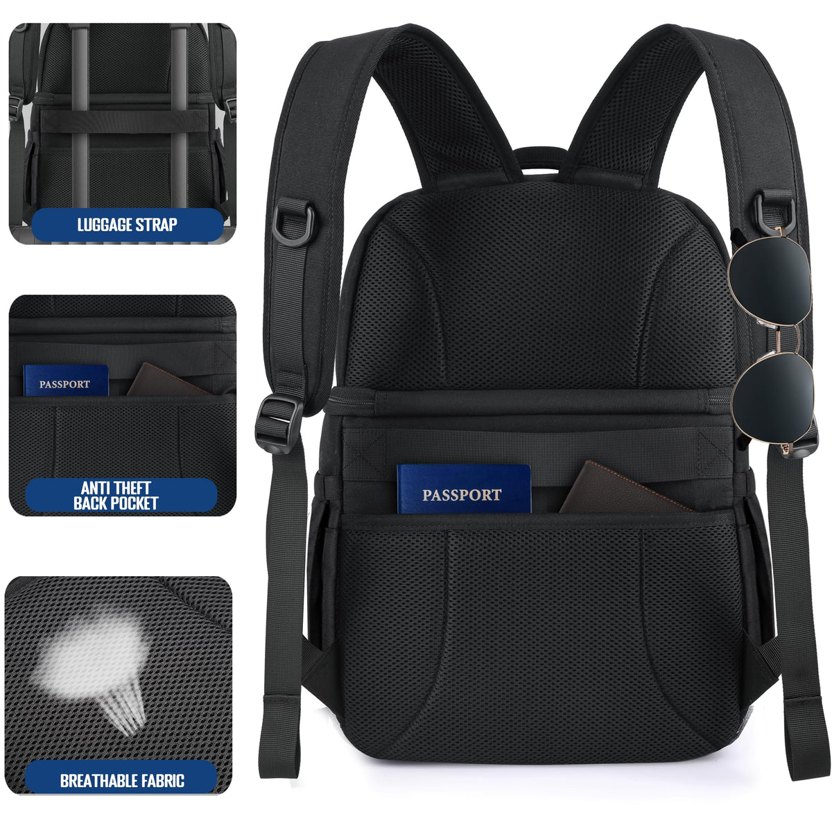 Mozeto lunch cooler backpack ergonomic straps and breathable back panel.