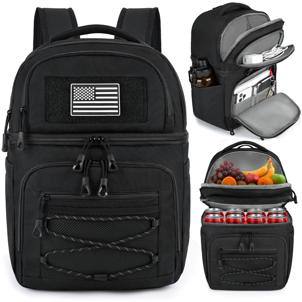 Mozeto lunch cooler backpack upper dry storage keeps valuables safe and organized on the go.