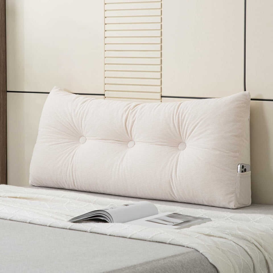 MQK headboard wedge pillow provides plush back support for lounging.