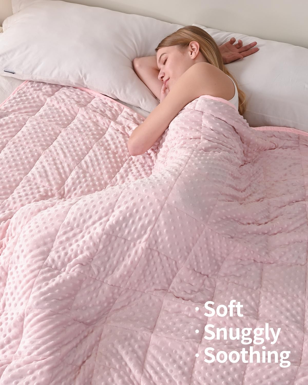 Mr. Sandman weighted blanket dot-texture close-up highlights soothing surface