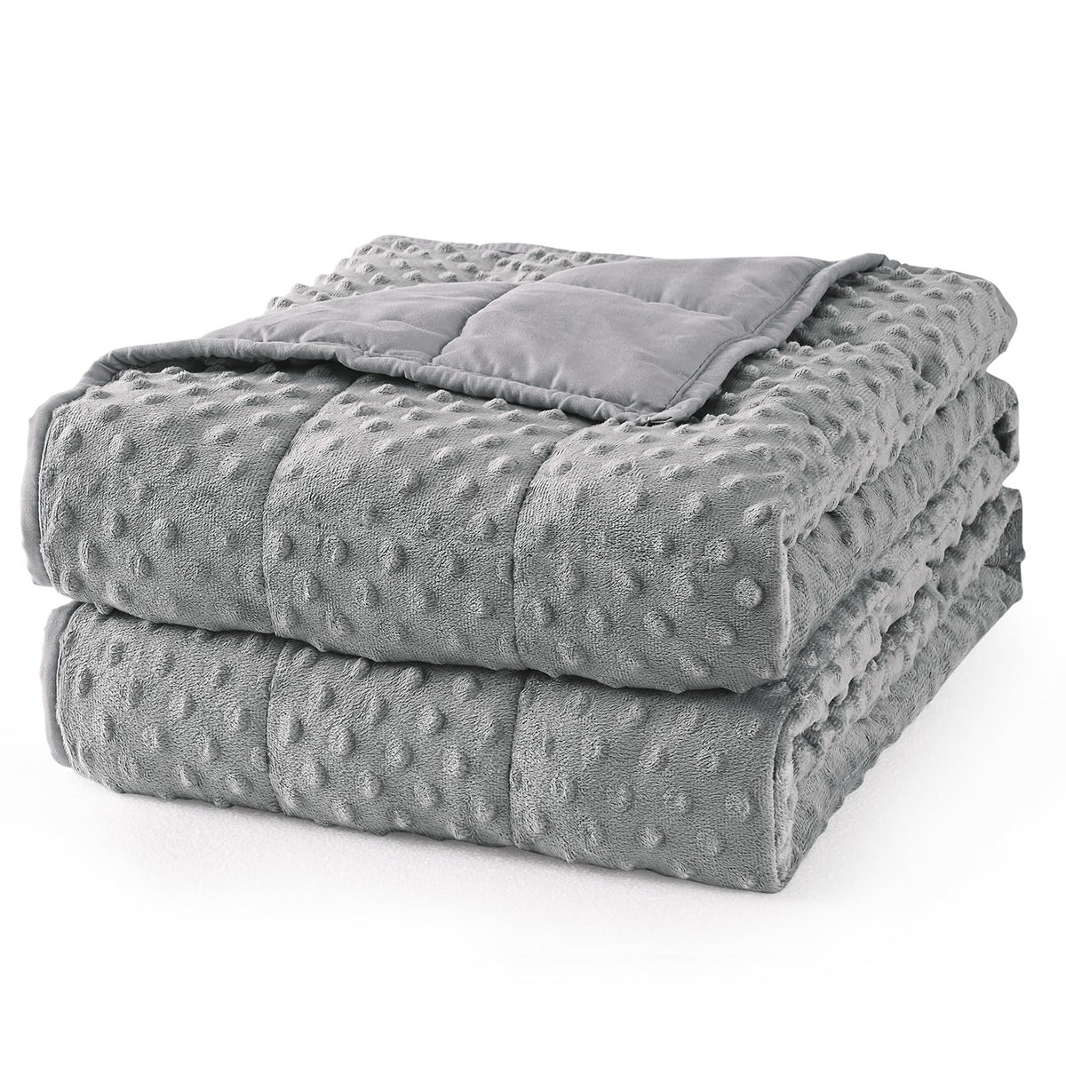 Mr. Sandman weighted blanket grey dots texture closeup for calming comfort