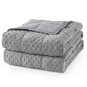 Mr. Sandman weighted blanket grey dots texture closeup for calming comfort