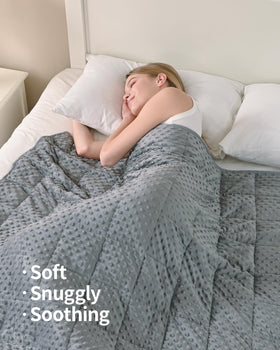 Mr. Sandman weighted blanket grey folded with soft minky surface