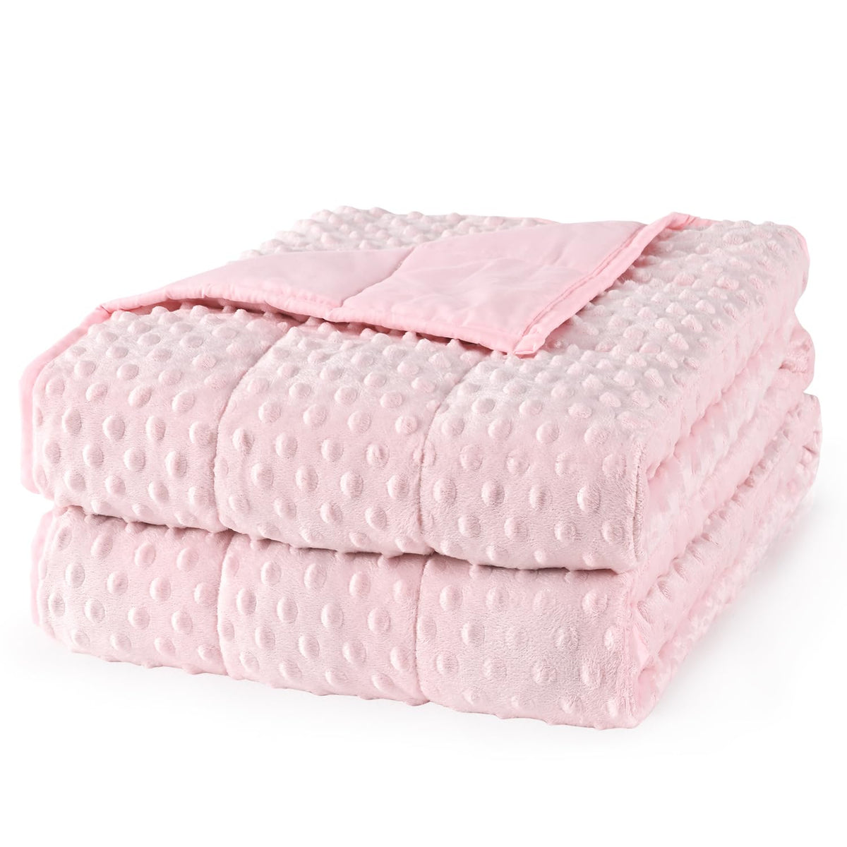 Mr. Sandman weighted blanket pink queen on bed promotes calm sleep