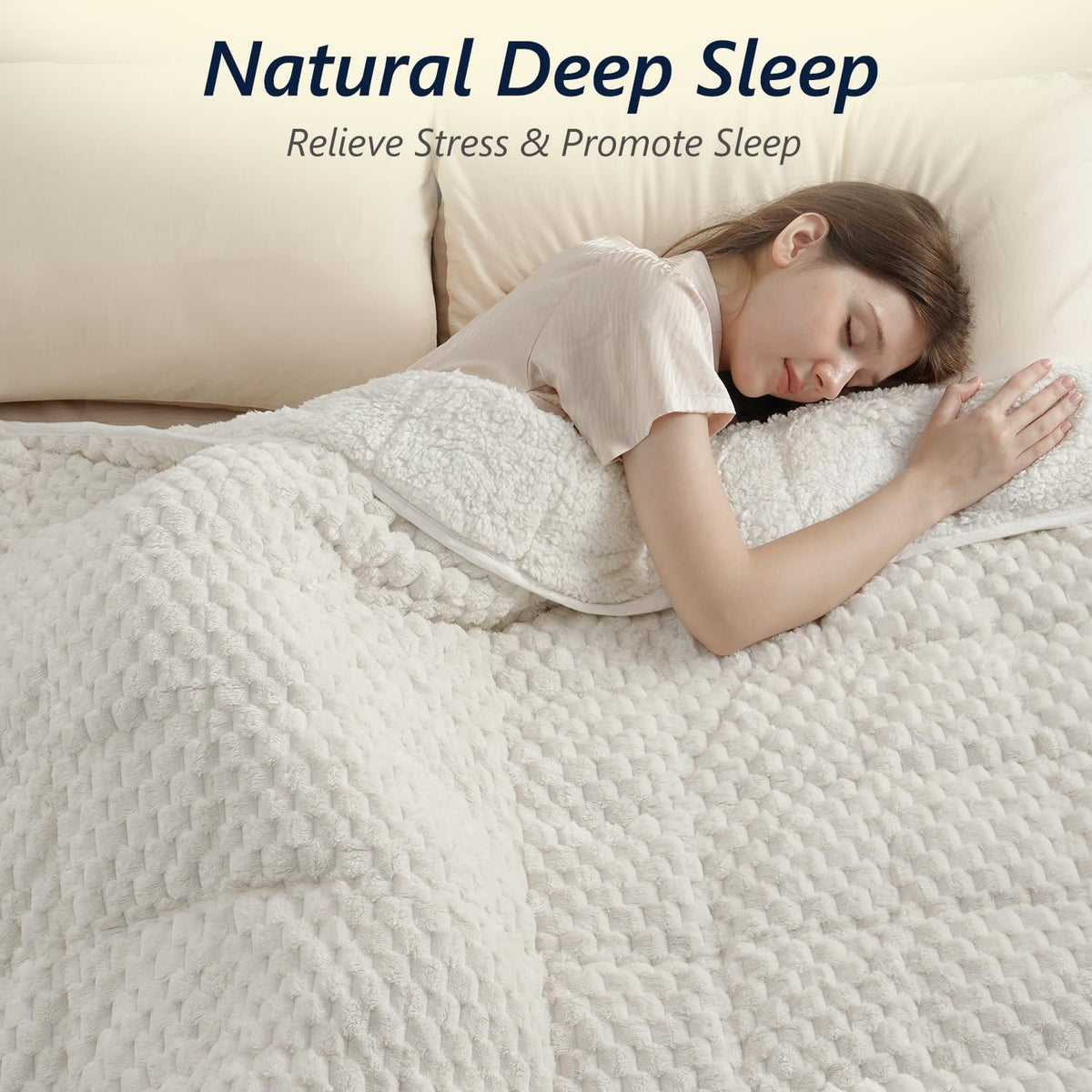 Mr. Sandman weighted blanket sherpa reverse captures plush warmth contrast.