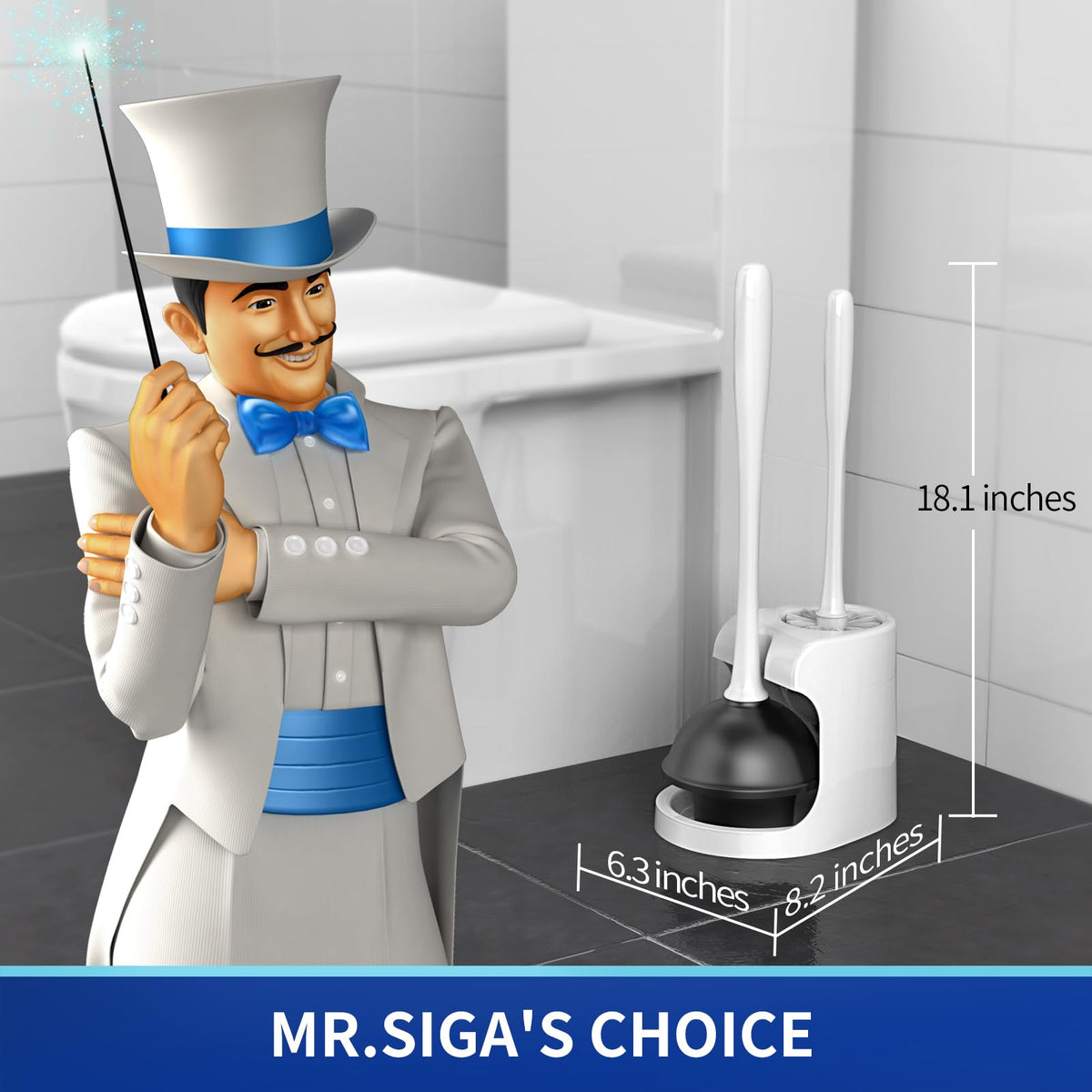 MR.SIGA heavy-duty plunger with rubber suction for tough clogs.