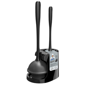 MR.SIGA toilet plunger and bowl brush combo in holder, space-saving storage for a neat bathroom.