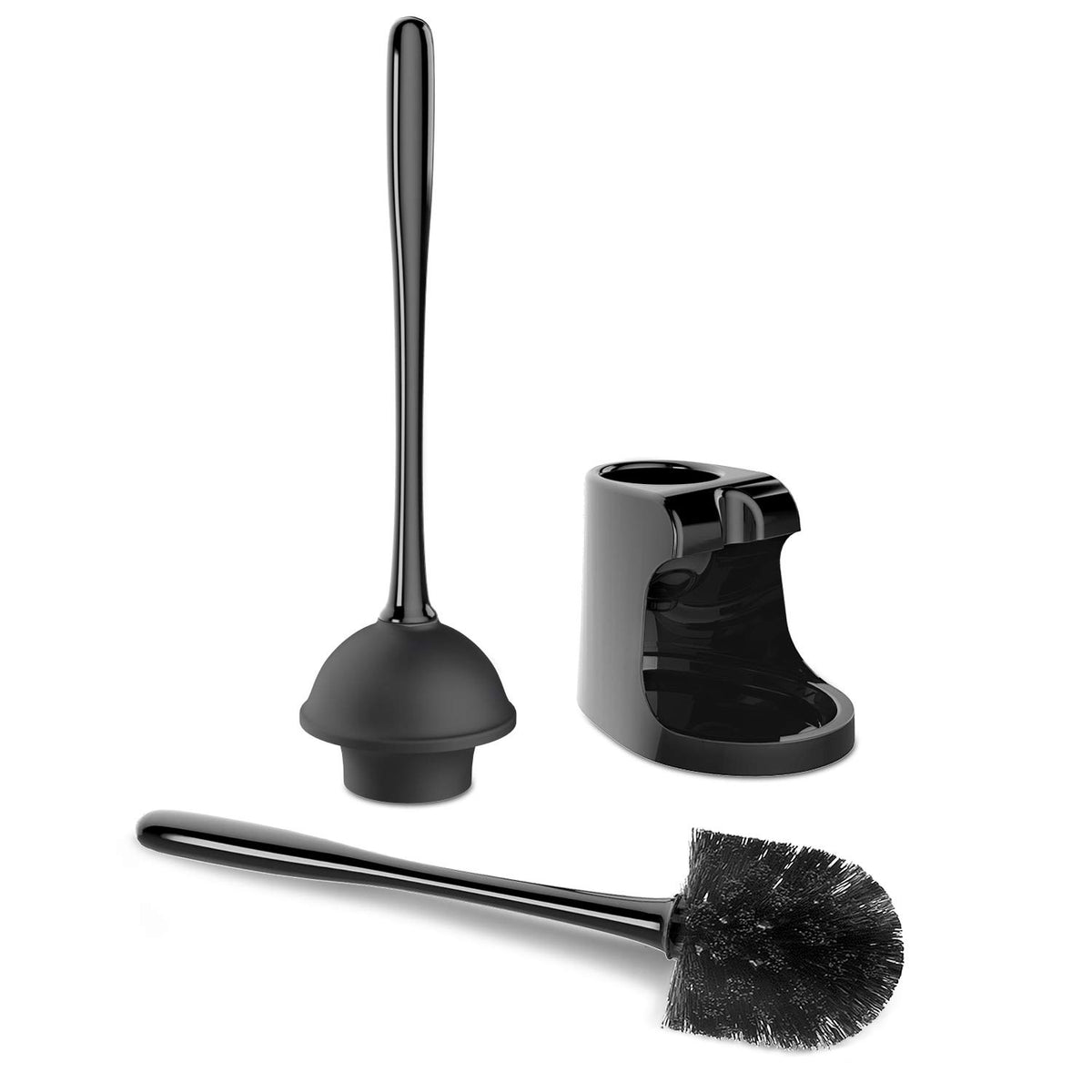 MR.SIGA two-compartment steady holder keeps plunger and brush upright, reducing mess.