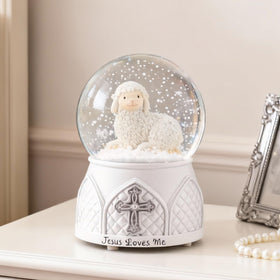 Mr.Winder snow globe glass-detail, serene scene for quiet reflection and faith-inspired home decor