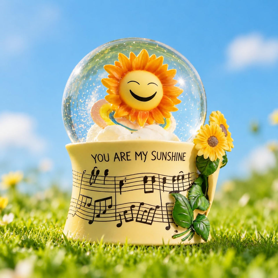 Mr. Winder You Are My Sunshine snow globe glows with colorful lights for cozy spaces.