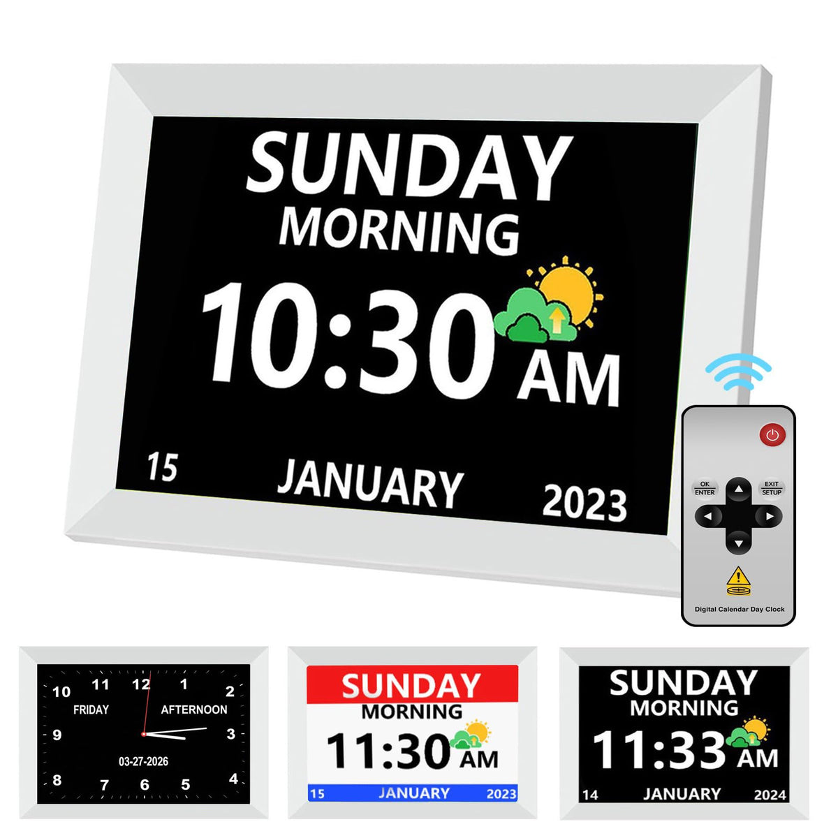MRCHYDZ 10-inch clock front view with large display aiding senior readability.