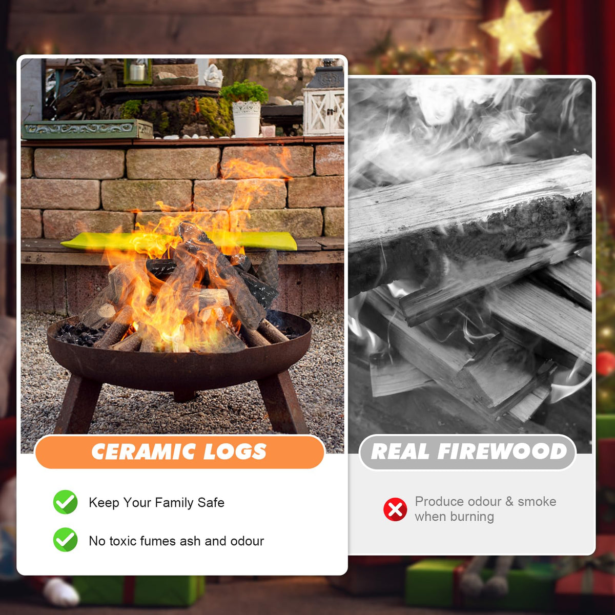 MrGas Log multi-purpose logs suit various fireplaces and displays.