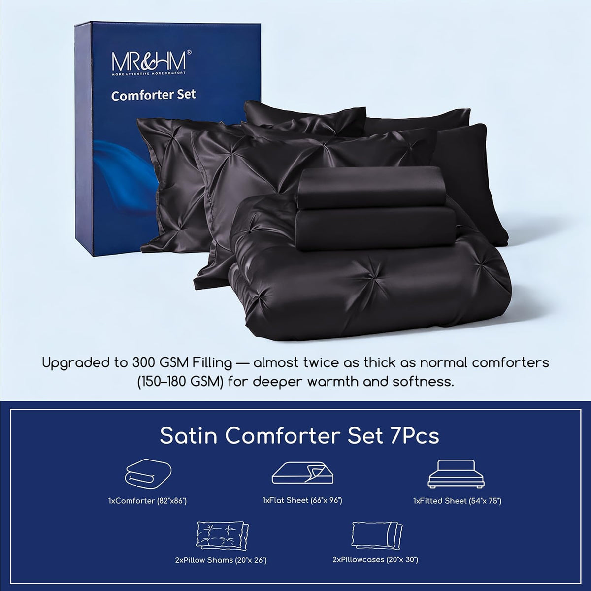 MR&HM pinch pleat design adds elegant texture to your bed.