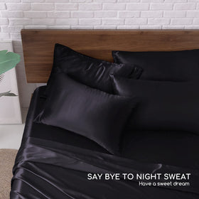Silky MR&HM satin surface feels luxurious and breathable for comfortable nights.