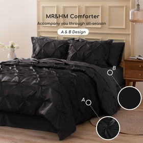 MR&HM black king set on a bed shows luxurious sleep-ready styling.