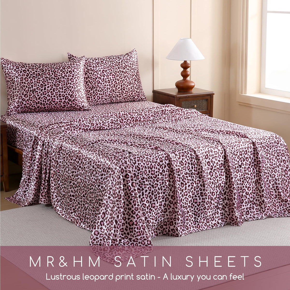 Easy-care MR&HM satin sheets stay vibrant with cold wash and low heat.