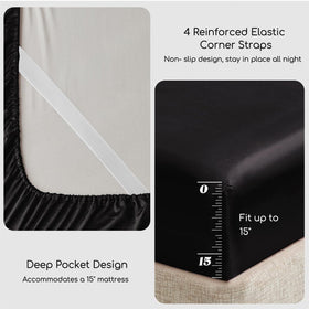 MR&HM fitted sheet fits 39x75 inch mattresses with a 15 inch deep pocket