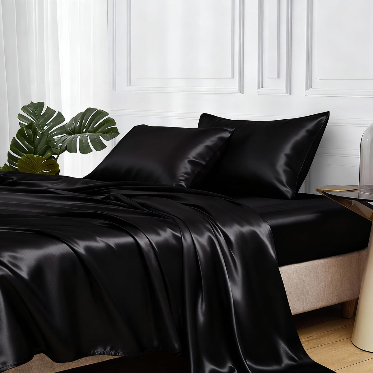 MR&HM satin sheets full size flat sheet texture and luxurious look for restful night