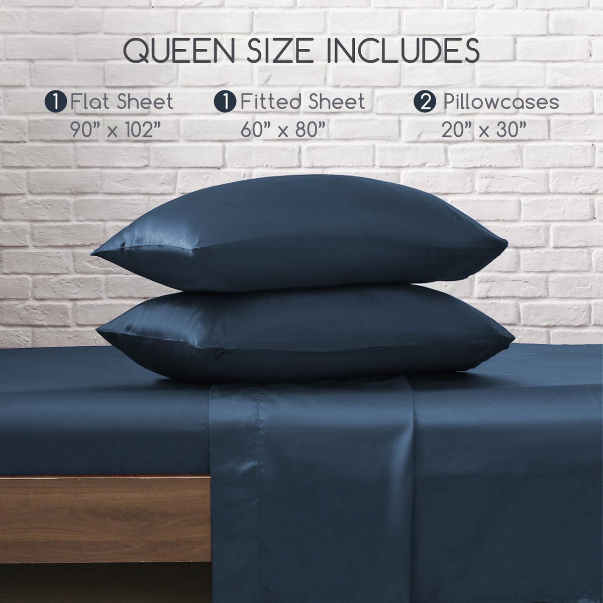 MR&HM satin sheets in mood indigo offer affordable luxury.