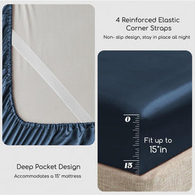 MR&HM mood indigo pillowcases showcase a soft, wrinkle-free surface.