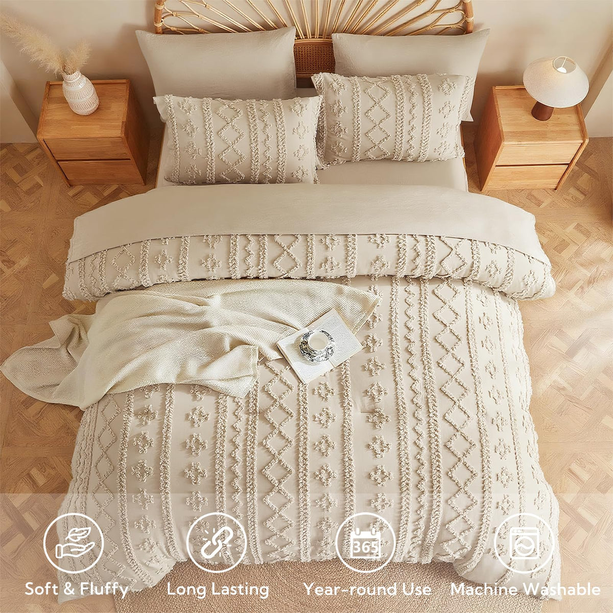 MR&HM tufted boho embroidery detail adds texture