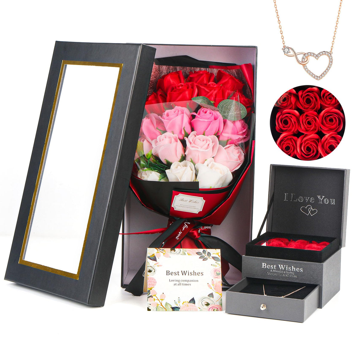 MROUEN preserved roses bouquet with 18 blooms for long-lasting elegance in any room
