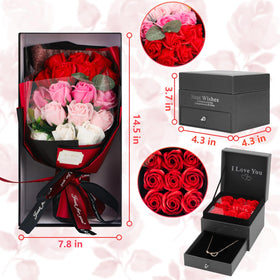 MROUEN rose bouquet front view showcasing vibrant petals and elegant packaging