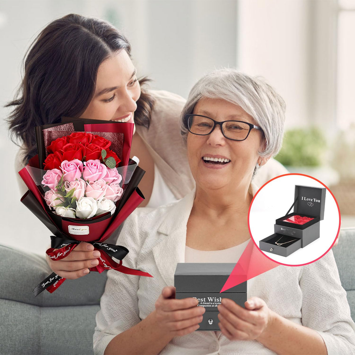 MROUEN Valentine’s Day setup with roses and necklace inspires romance