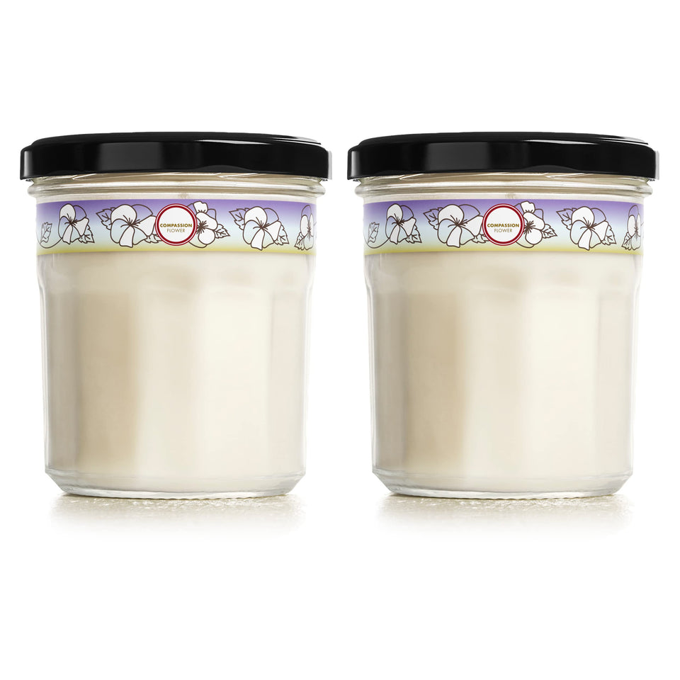 Mrs. Meyer's Compassion Flower candle in a recyclable glass jar for a soothing room aroma