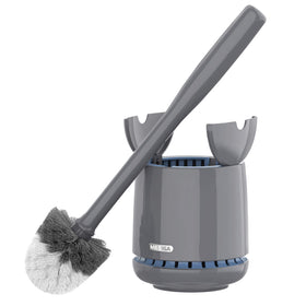 MR.SIGA toilet bowl brush in holder with solid handle for comfortable grip.
