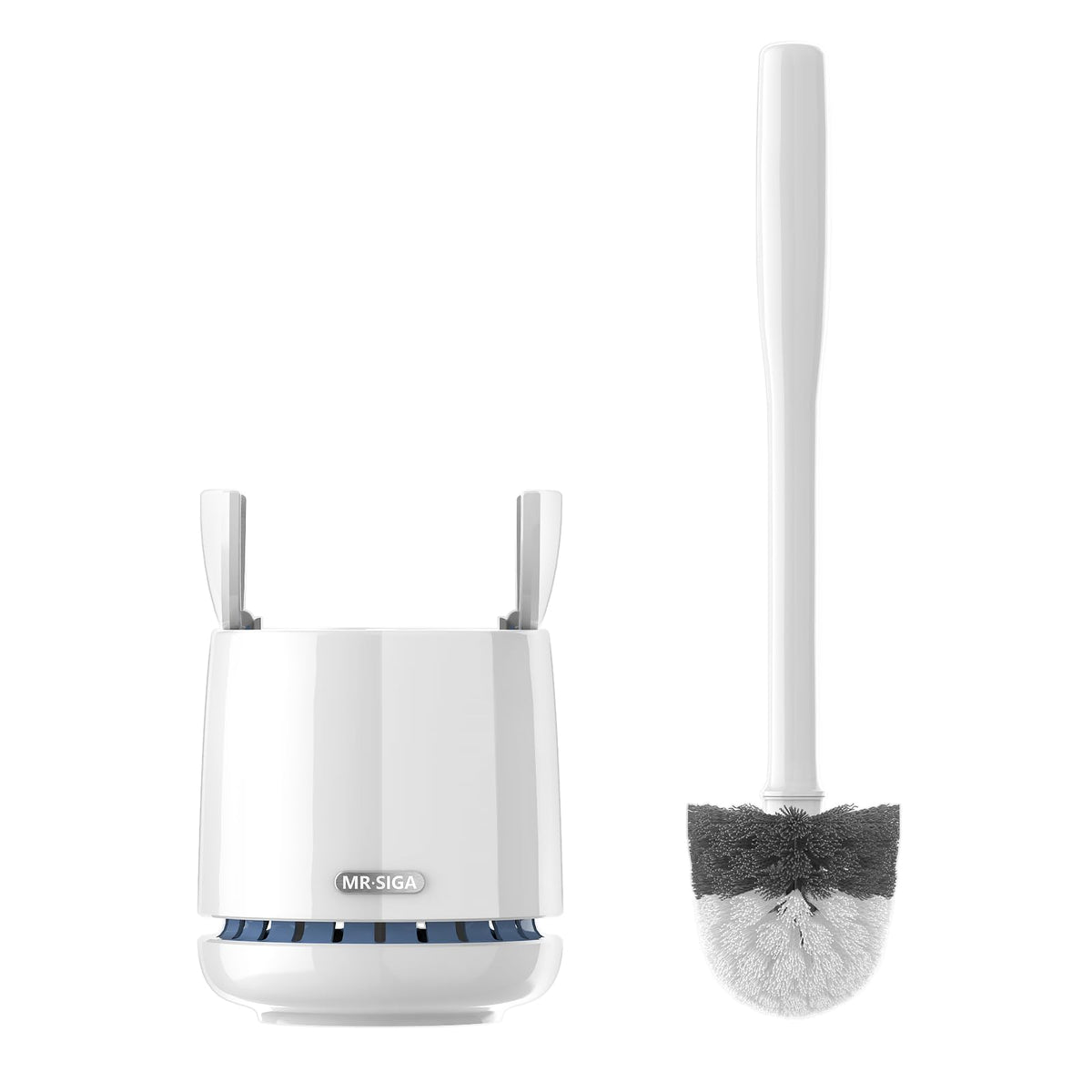 MR.SIGA toilet bowl brush in a clean bathroom scene emphasizes efficiency and ease of use.