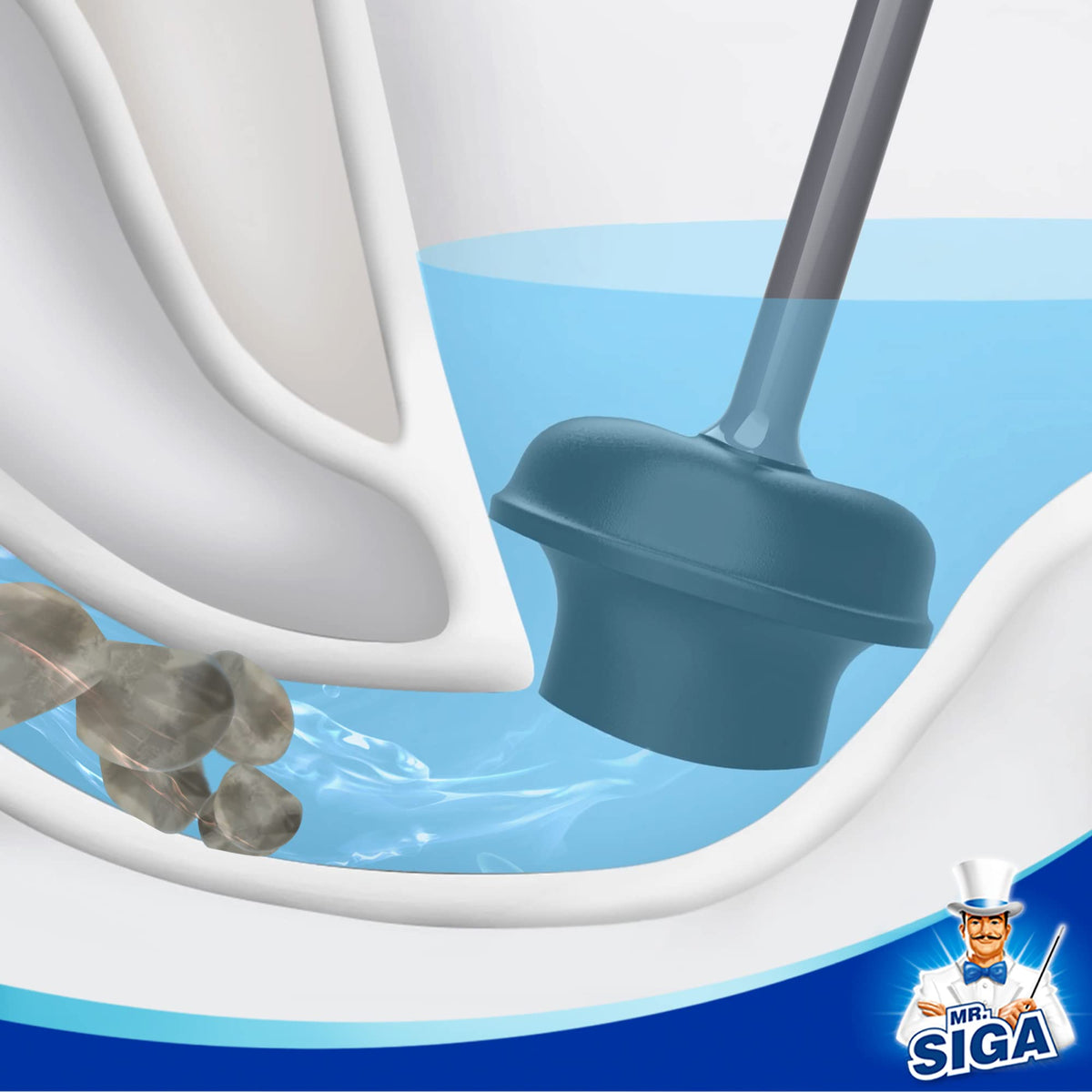 MR.SIGA ventilated holder keeps the plunger head dry.