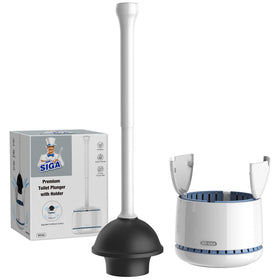 MR.SIGA toilet plunger with holder set, compact storage keeps bath organized.