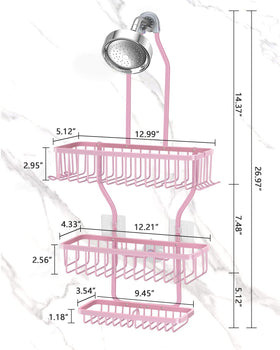 MSAICOE 3-tier aluminum shower shelf demonstrates durable, rust-free storage.