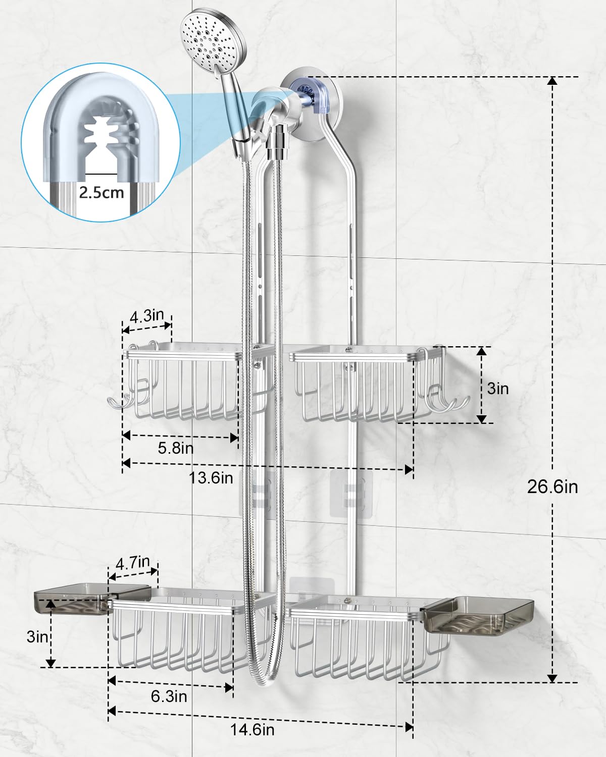 MSAICOE easy drill-free installation over the shower head.