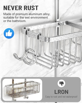 MSAICOE large-capacity organizer fits shampoo, conditioner, soap, and more.
