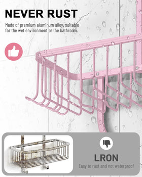 MSAICOE rustproof aluminum caddy resists moisture for long-lasting bathroom use.
