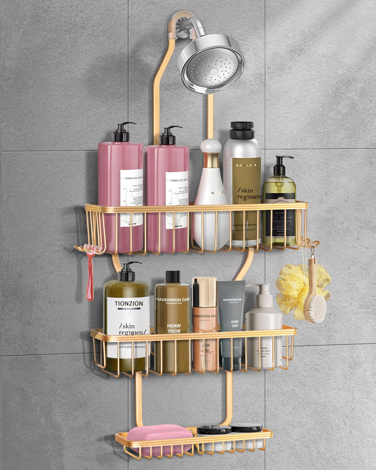 MSAICOE shower caddy hanging top baskets keeps shampoo organized.