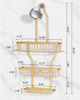 MSAICOE over-the-showerhead caddy keeps bath essentials within reach.