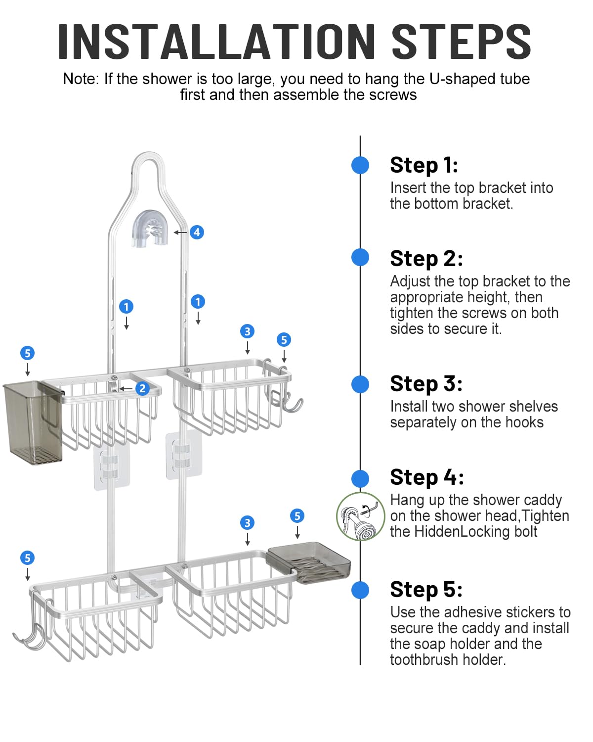 MSAICOE tool-free installation over the showerhead enables quick setup.