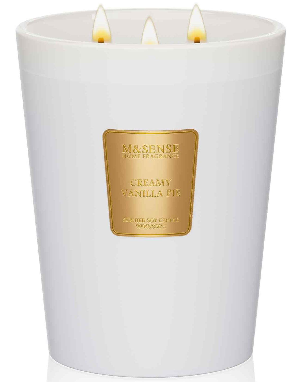 M&SENSE Creamy Vanilla Pie Candle with 3 wicks delivers even burn and stronger scent.