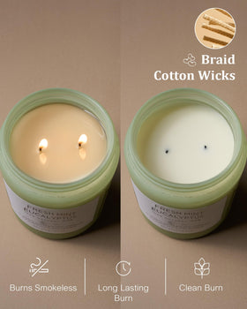 M&SENSE double-wick jar candle, even scent in larger rooms.