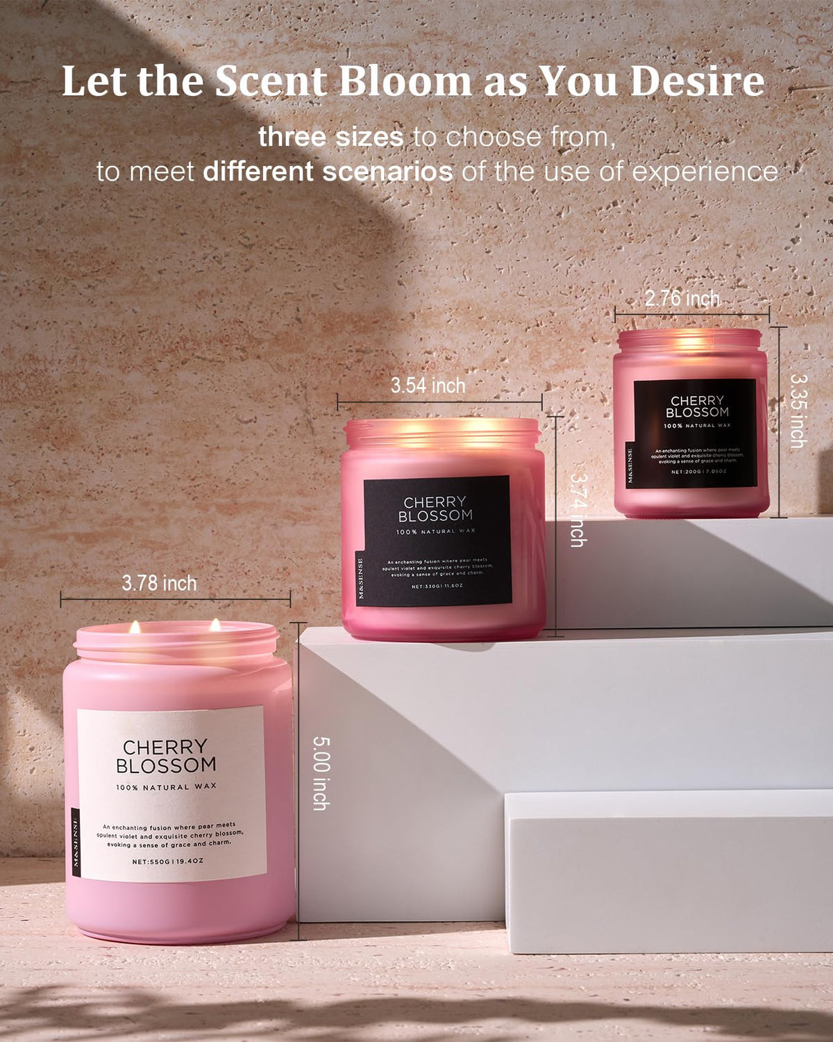M&amp;SENSE vegan soy wax label emphasizes plant-based formula.