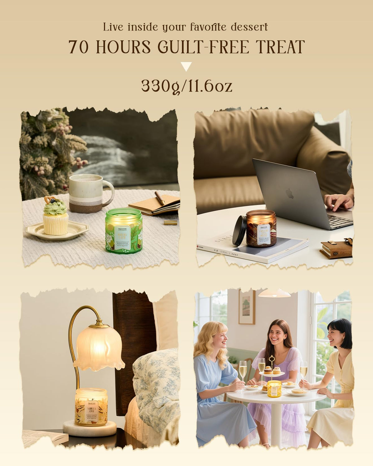 M&SENSE Lemon Vanilla Cupcake Candle gold foil accents elevate gifting moments