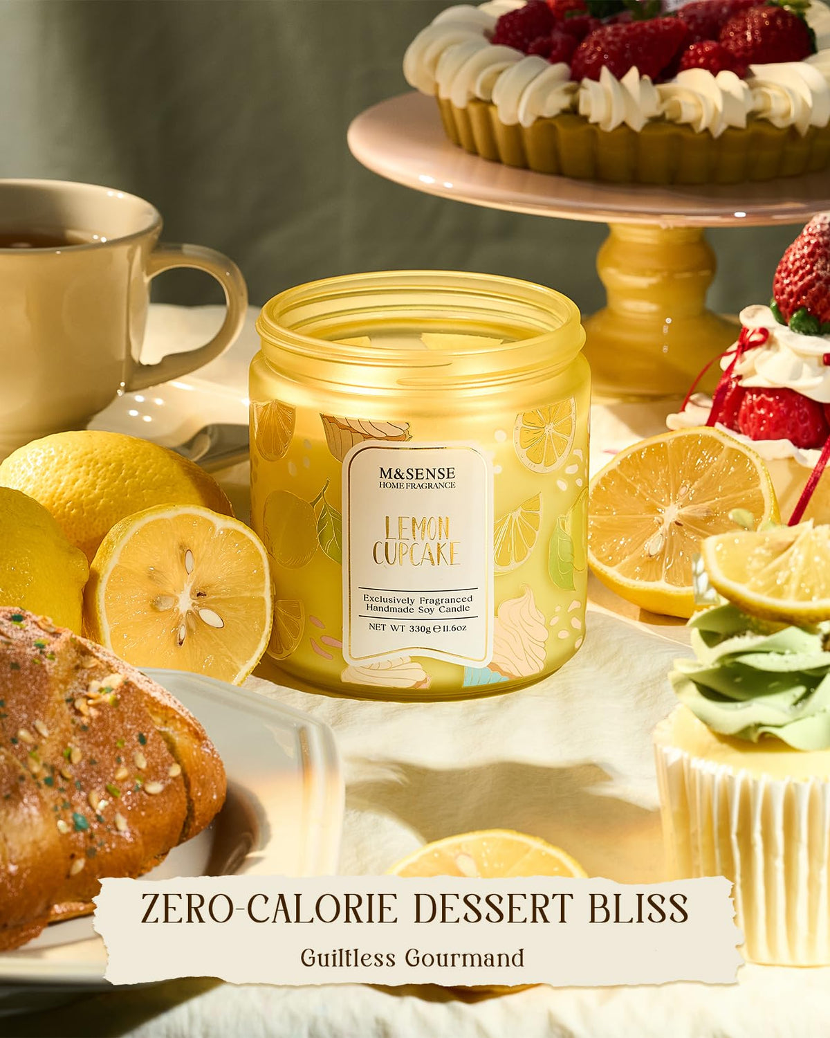 M&SENSE Lemon Vanilla Cupcake Candle soy wax benefits a clean soot-free burn
