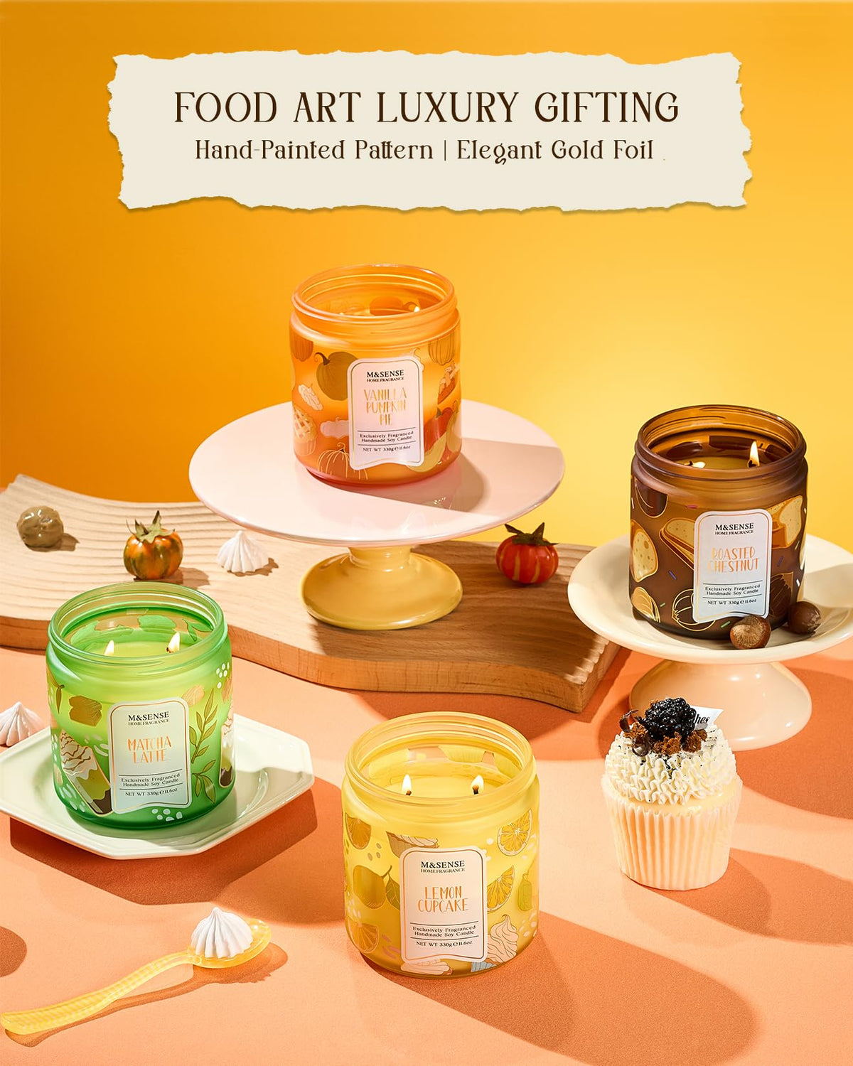 M&SENSE Lemon Vanilla Cupcake Candle gift-ready packaging for dessert lovers