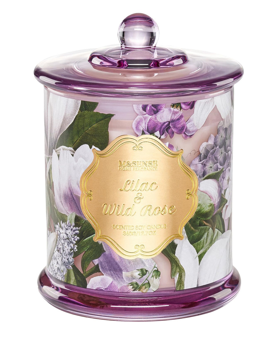 M&SENSE Lilac Rose candle jar for refined décor and subtle fragrance.